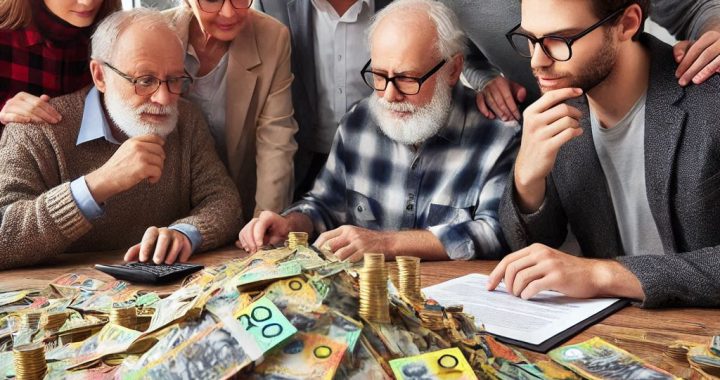 People at a table with piles of money